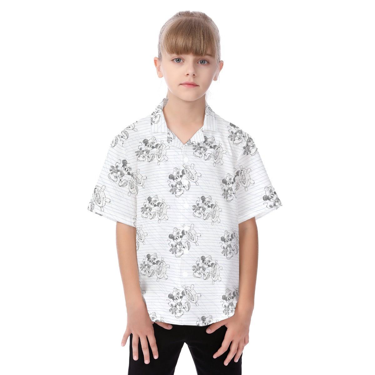 Sketch of Steamboat Mouse - Kid's Hawaiian Button Up Shirt