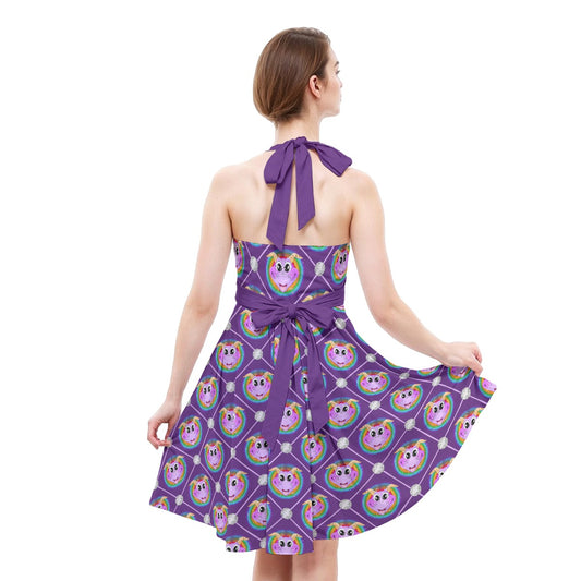 Geometric Figment - Women's Halter Vintage Pocket Dress
