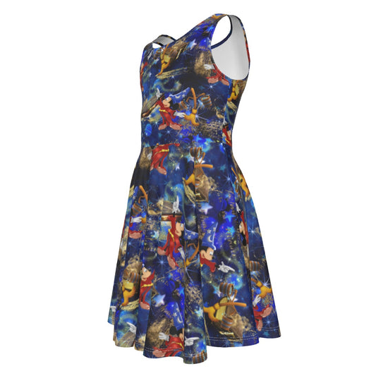 Enchanted Broom Magic - Kid's Sleeveless Skater Dress