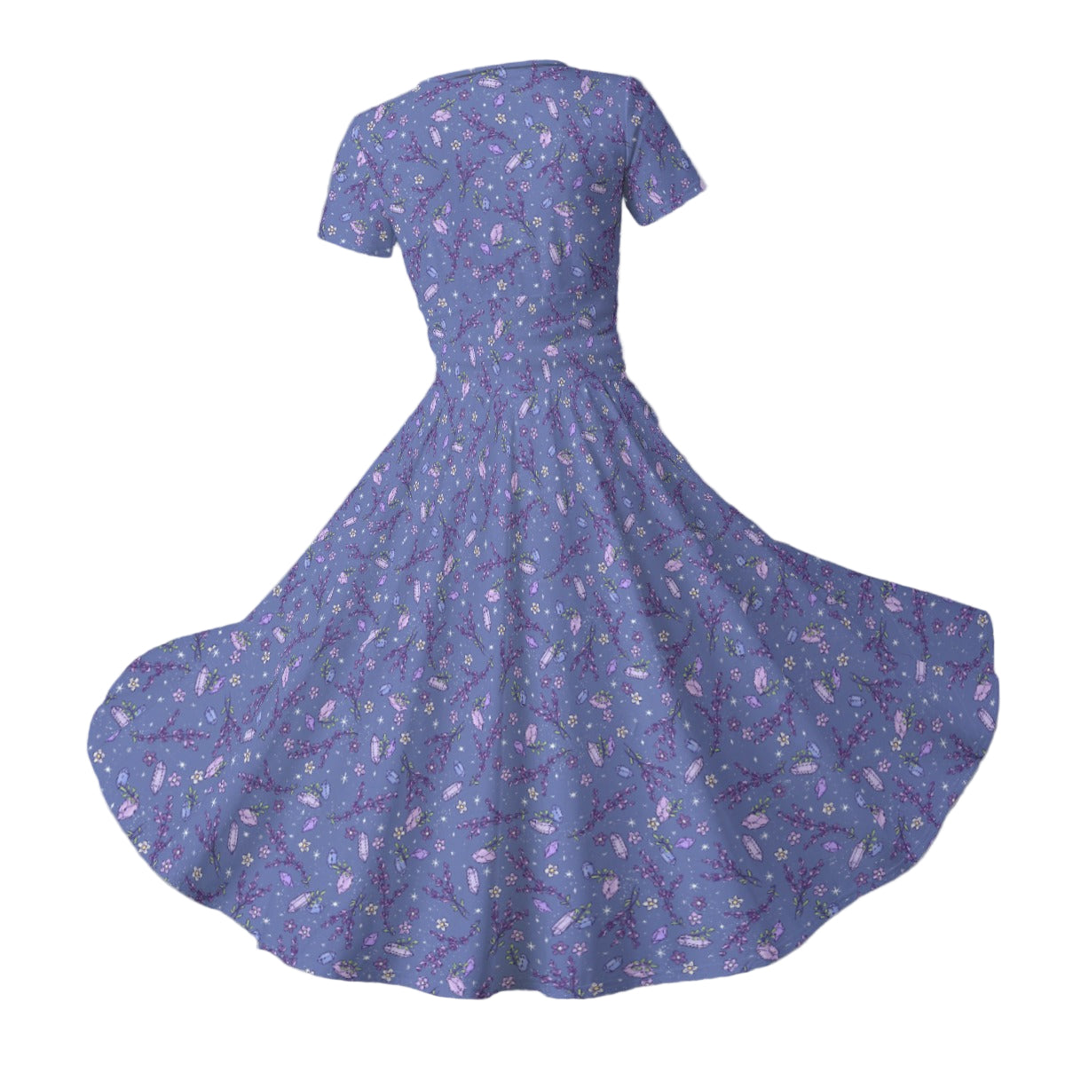 Lavender Vibes - Women's V-Neck Ruched Midi Dress