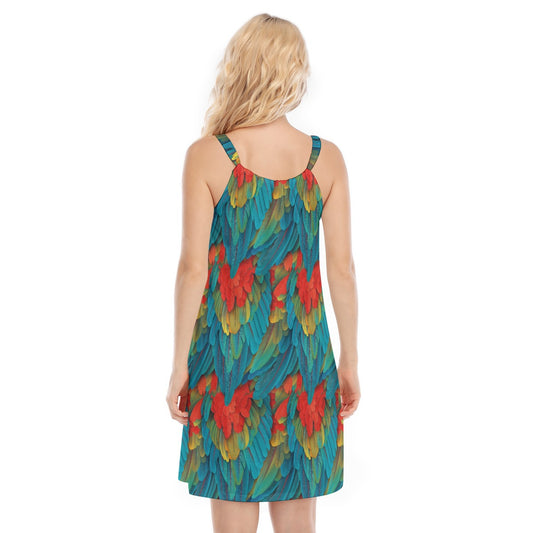 Animal Print - Macaw Parrot - Women’s Adjustable Sundress