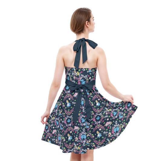 Garden Whimsy - Wonderland Dreams - Women's Halter Vintage Pocket Dress