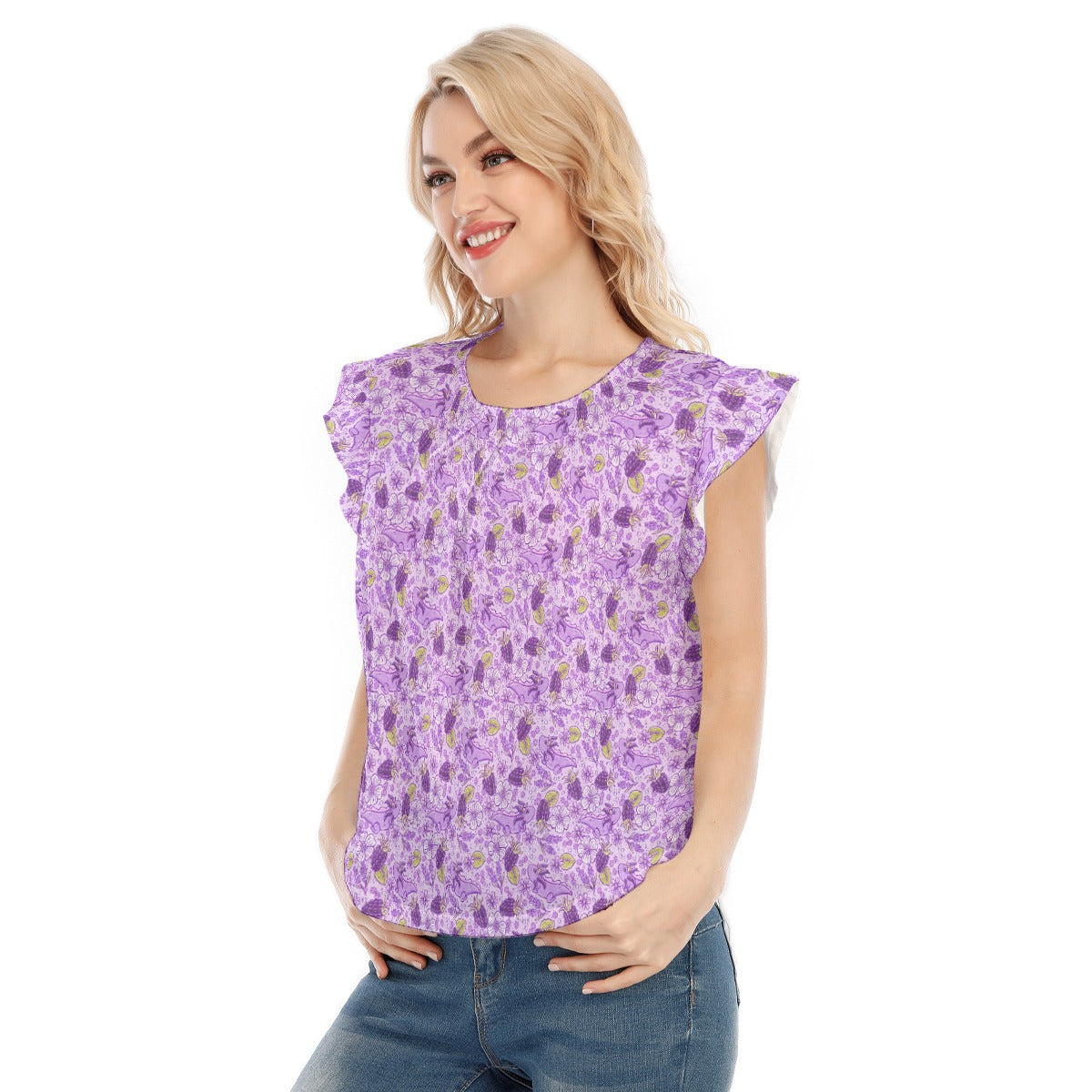 Fruitimals - Blackberry Axolotls - Women’s Flutter Sleeve Top