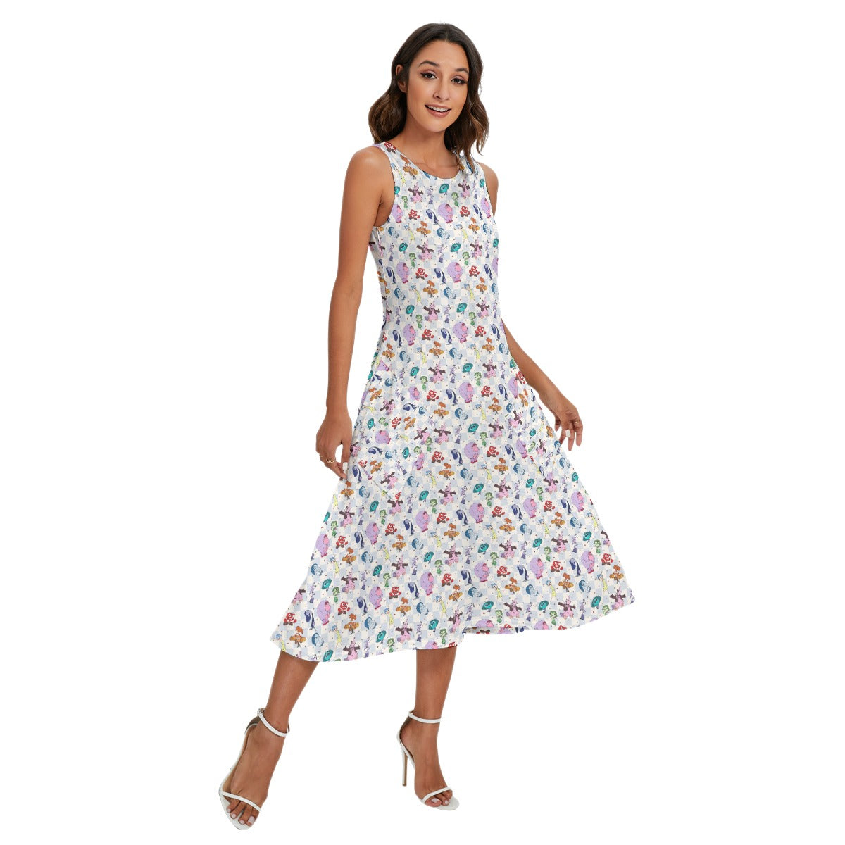 Blue Check Emotional Spectrum - Women’s Diagonal Pocket Midi Dress