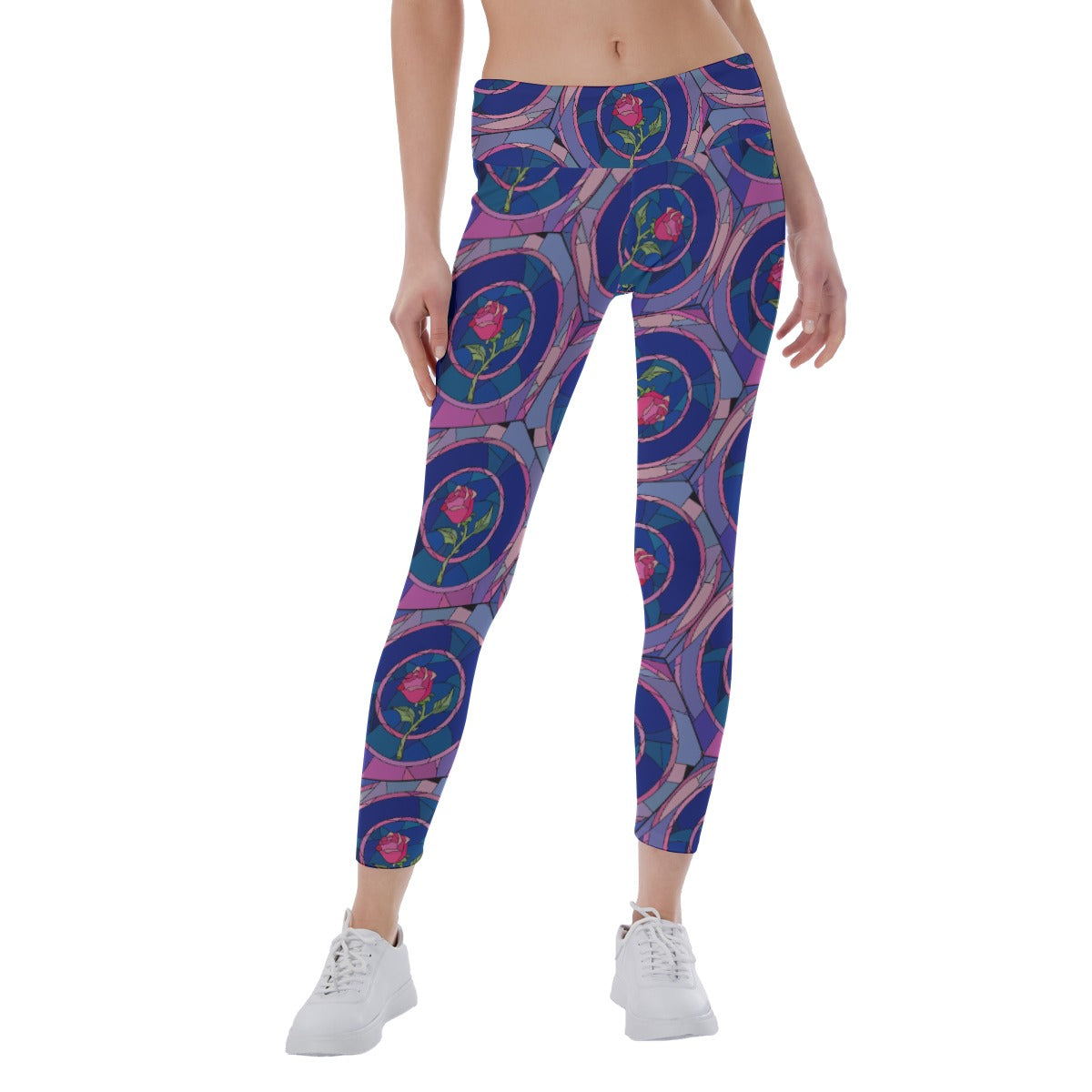 Enchanted Rose Stained Glass - Women's Yoga Leggings