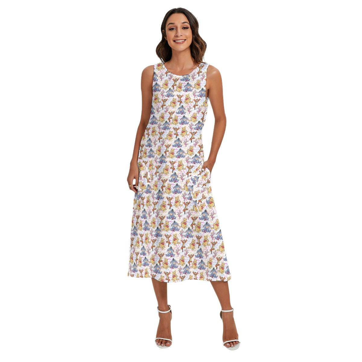 Beloved Forest Friends Sketch Autographs - Women’s Diagonal Pocket Midi Dress