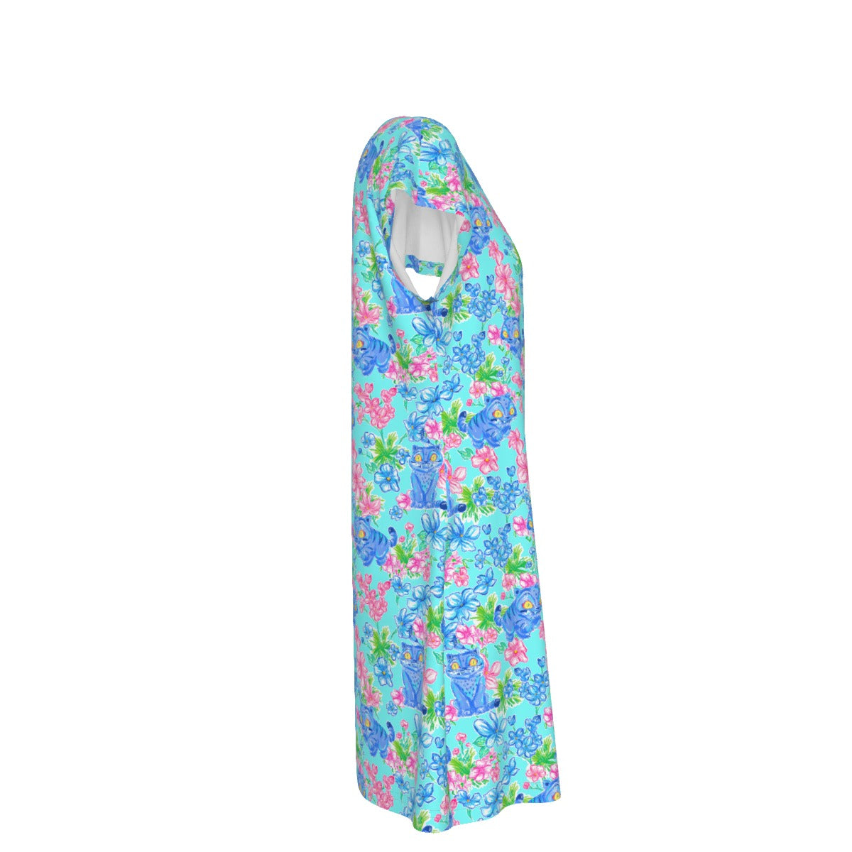 Derpy Tiger Blooms - Women's T-Shirt Dress