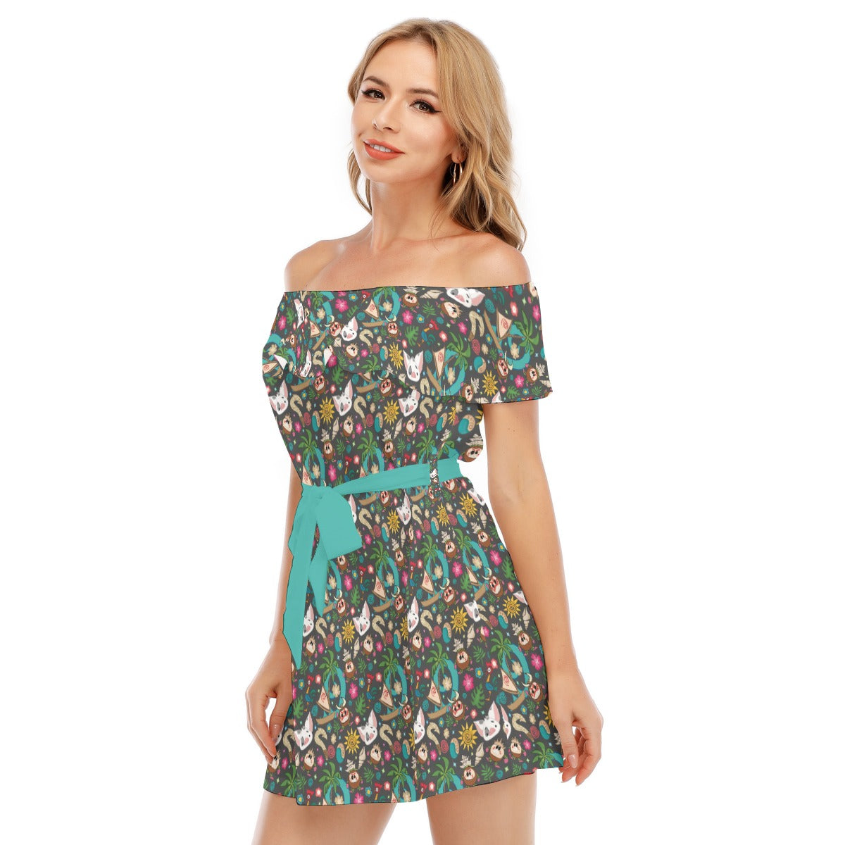 Polynesian Princess Icons - Women's Off-shoulder Ruffle Dress
