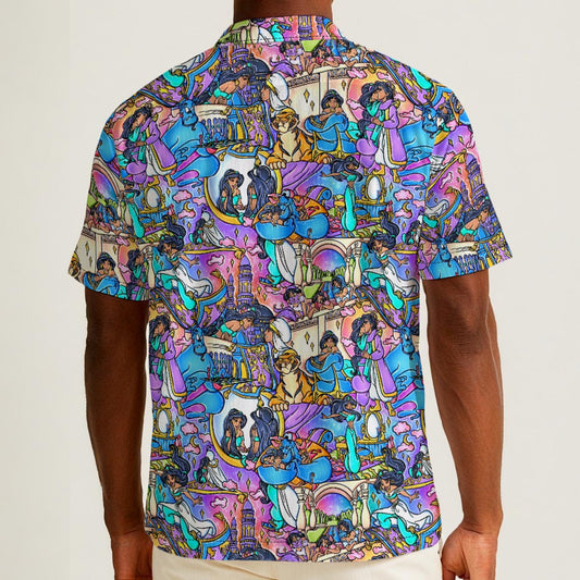 Magic Carpet Storybook Scenes - Men’s Cotton-Rich Button Up Shirt