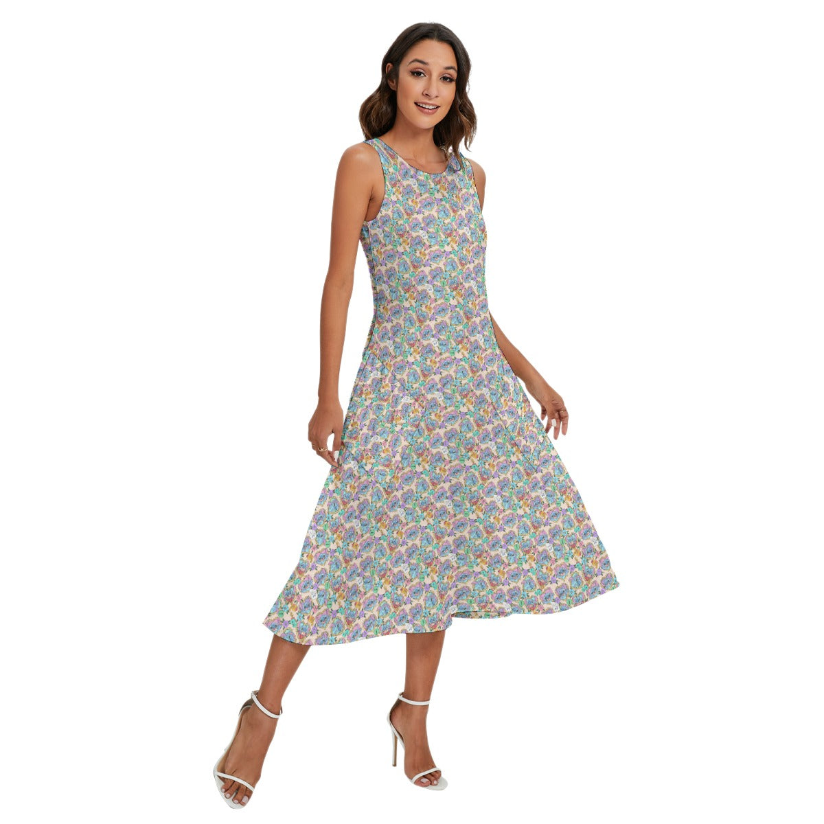 Tattoo Hearts Island Mischief - Women’s Diagonal Pocket Midi Dress