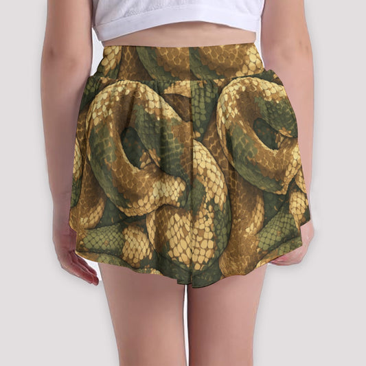 Animal Print - Snake - Girls’ Flowy Pocket Shorts