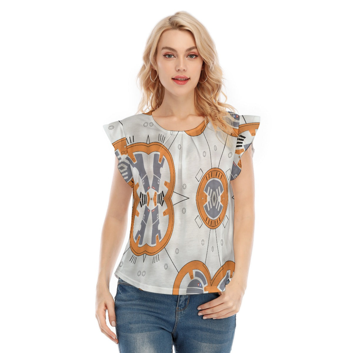 Little Round Droid - Women’s Flutter Sleeve Top