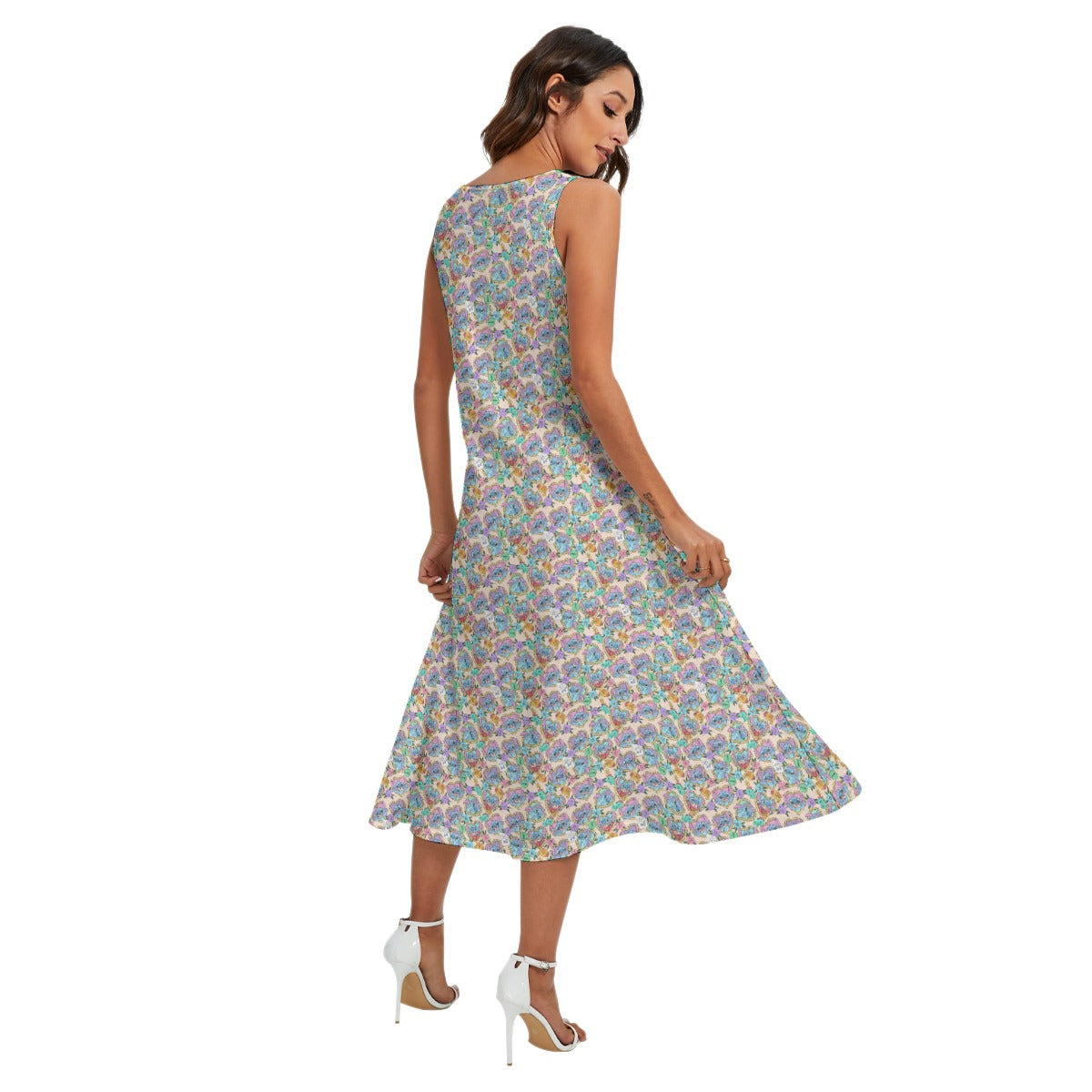 Tattoo Hearts Island Mischief - Women’s Diagonal Pocket Midi Dress