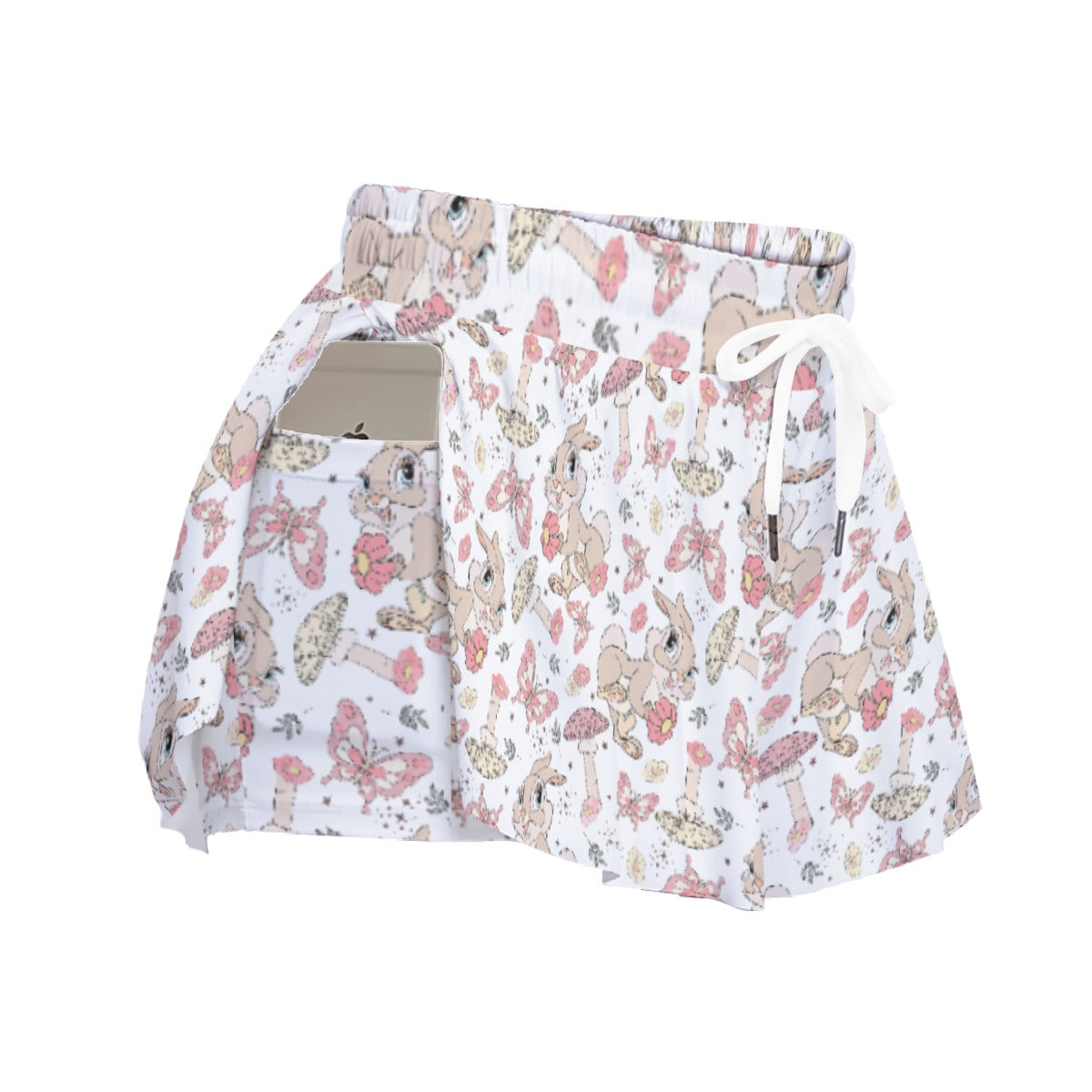 Woodland Bunny Cottagecore - Women's Flowy Pocket Shorts