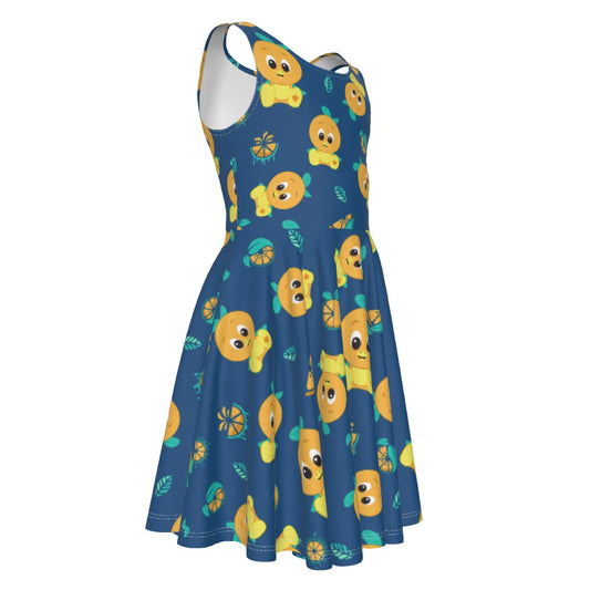Cheerful Citrus Bird- Kid's Sleeveless Skater Dress