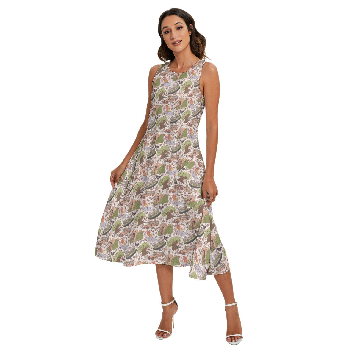 Hand Drawn AK - Women’s Diagonal Pocket Midi Dress