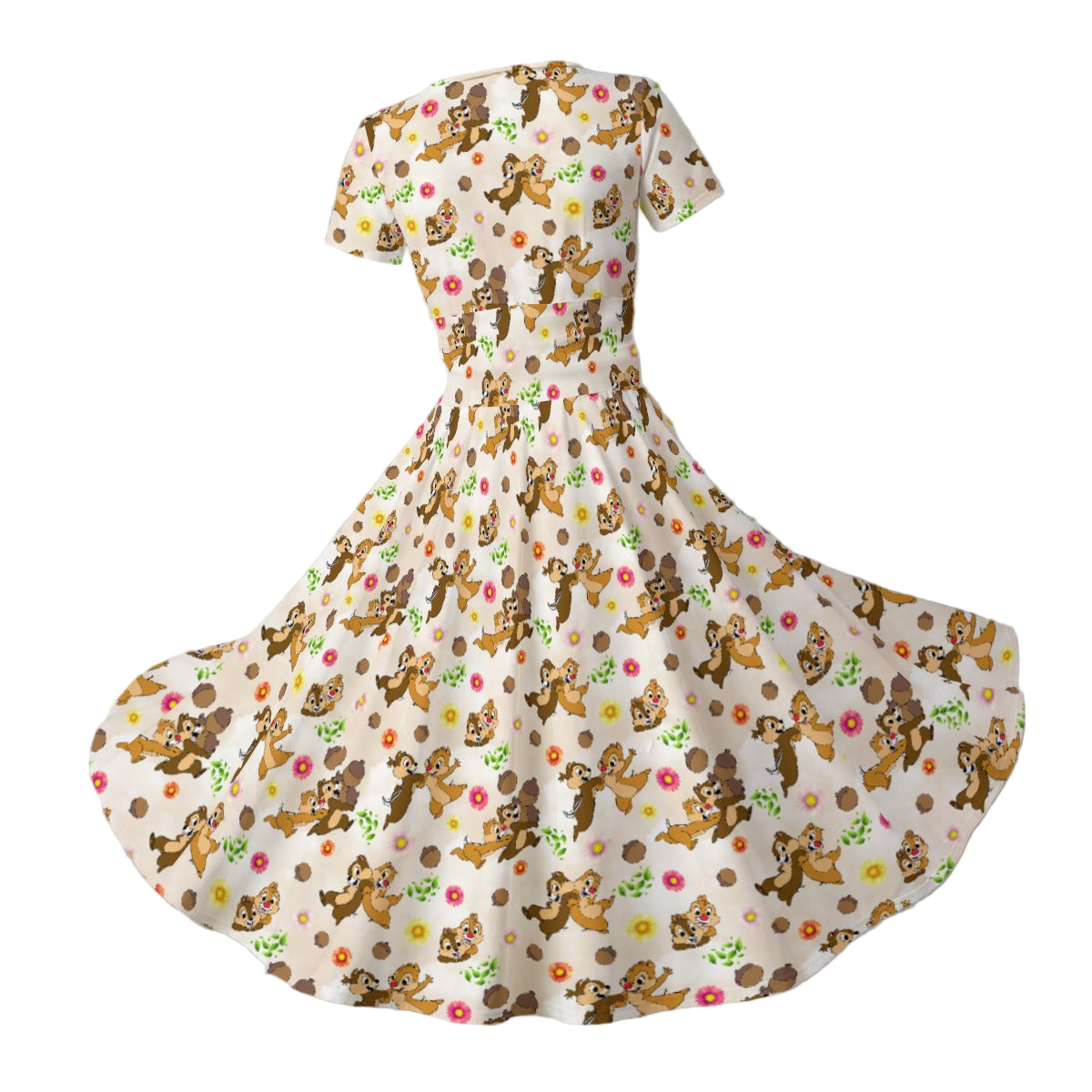 Cheeky Chipmunk Duo - Women's V-Neck Ruched Midi Dress
