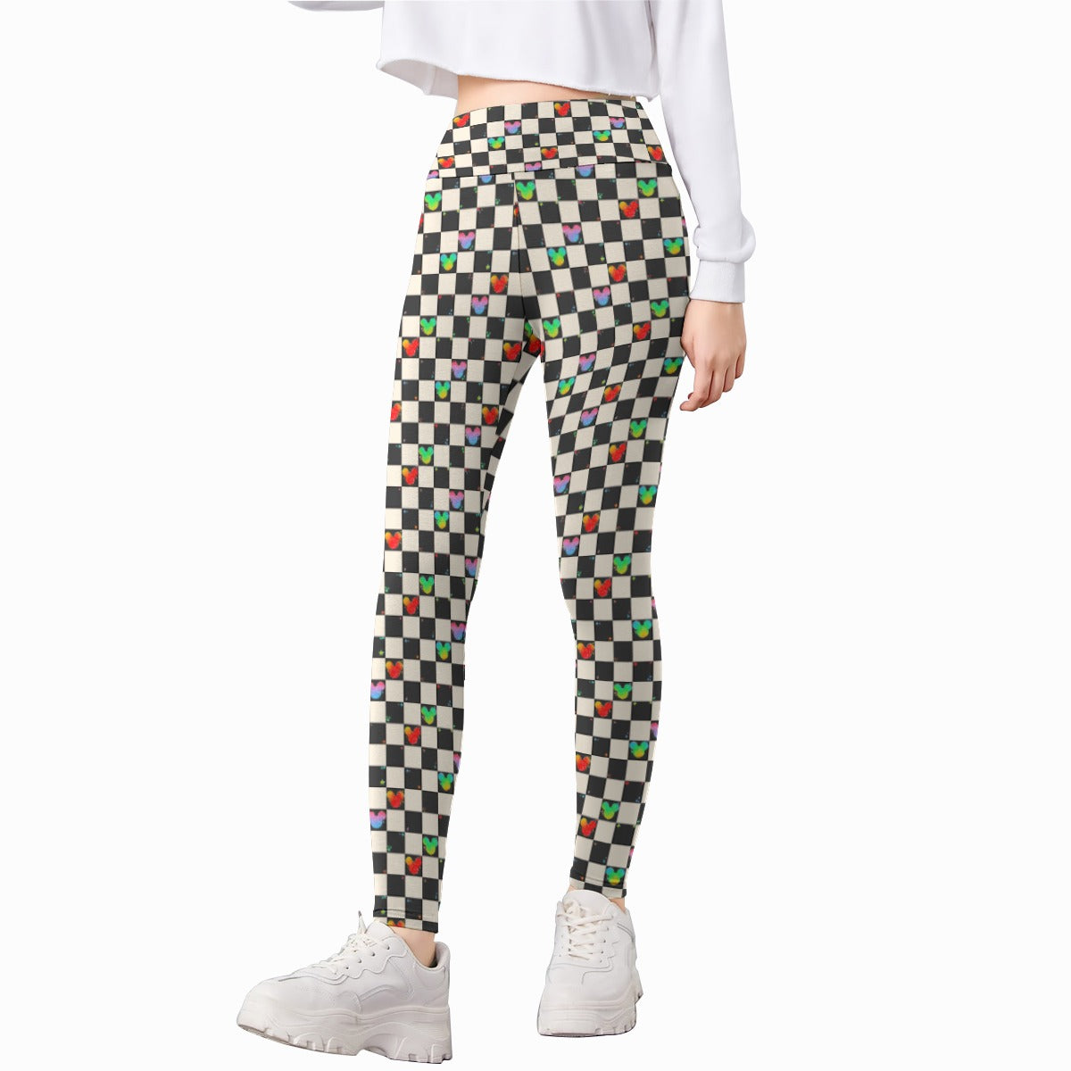 Rainbow Checker Mouse Ears - Kid's Leggings