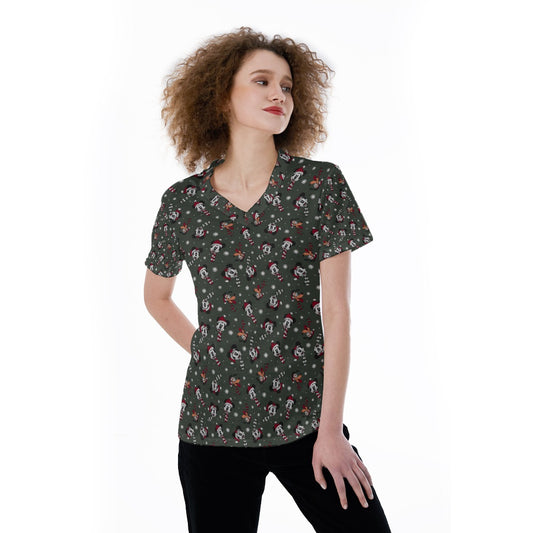 Vintage Holiday Friends - Women's Short Sleeve V-Neck T-Shirt