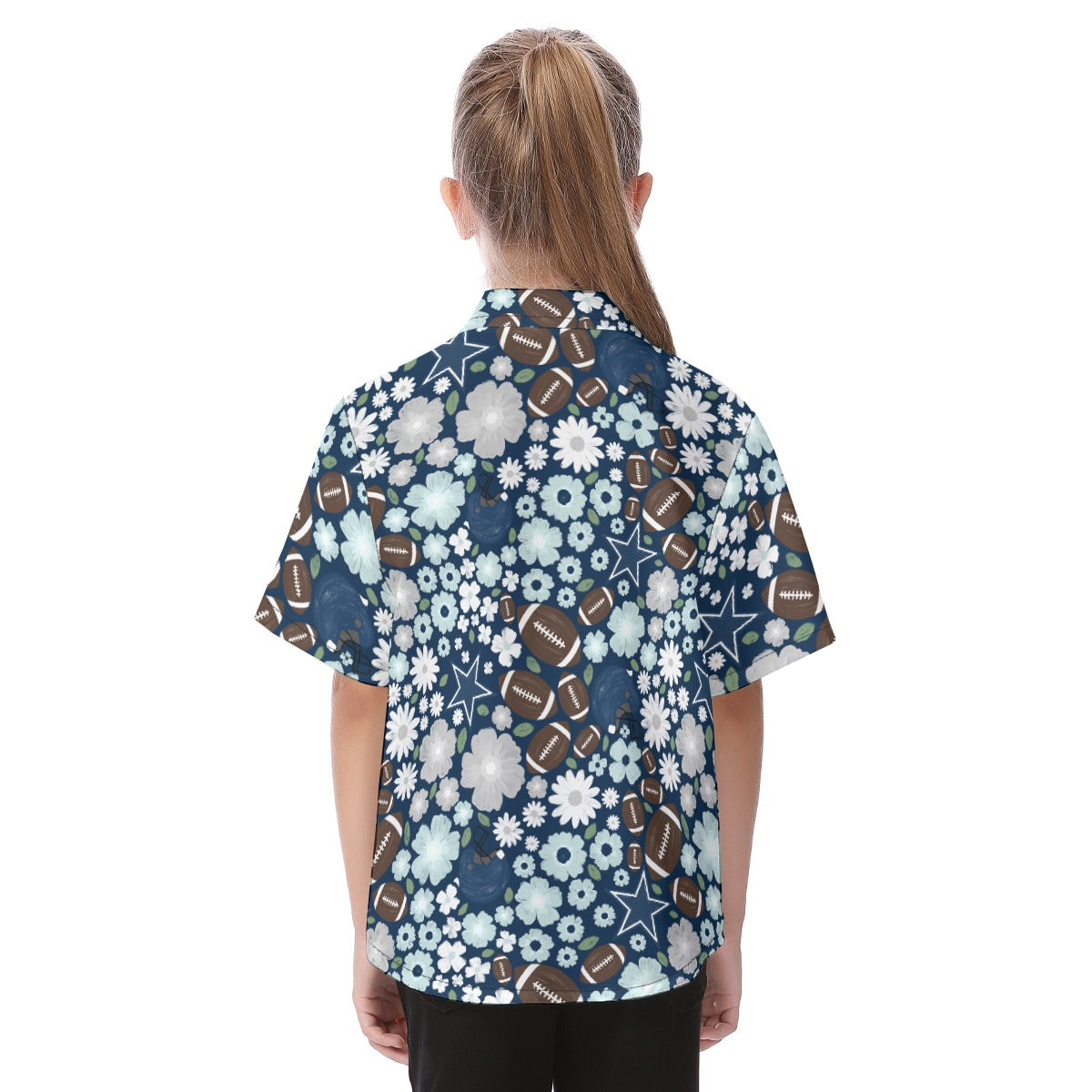 Blue Star Blooms - Kid's Hawaiian Button Up Shirt