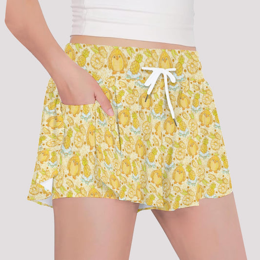 Fruitimals - Pineapple Penguins - Girls’ Flowy Pocket Shorts