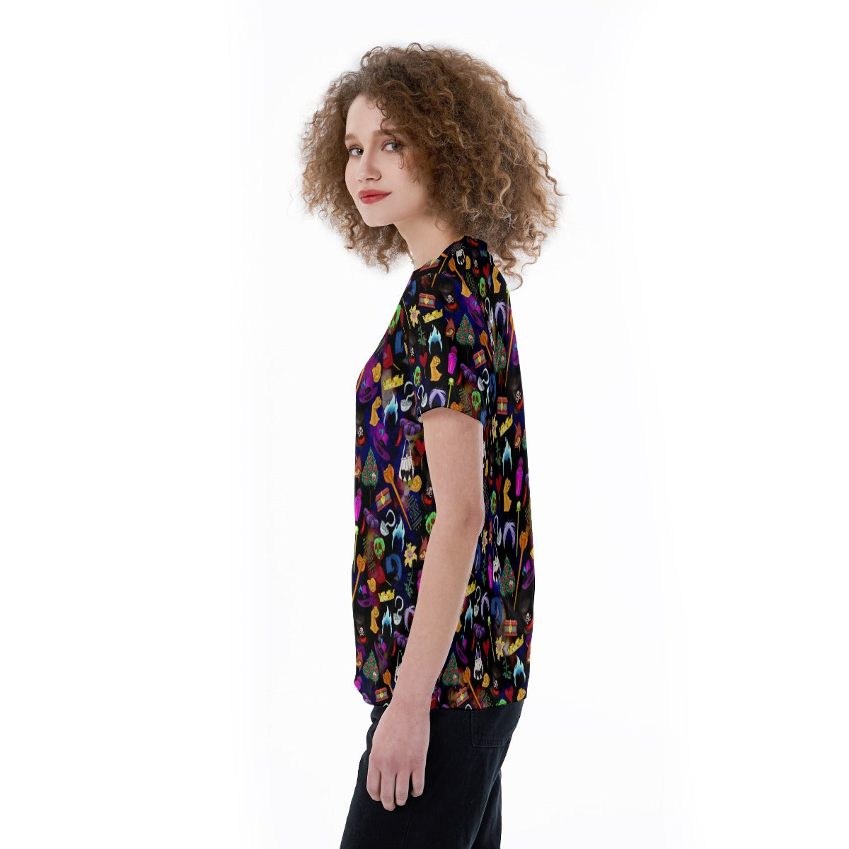 Villainous Icons Collage - Women's Short Sleeve V-Neck T-Shirt