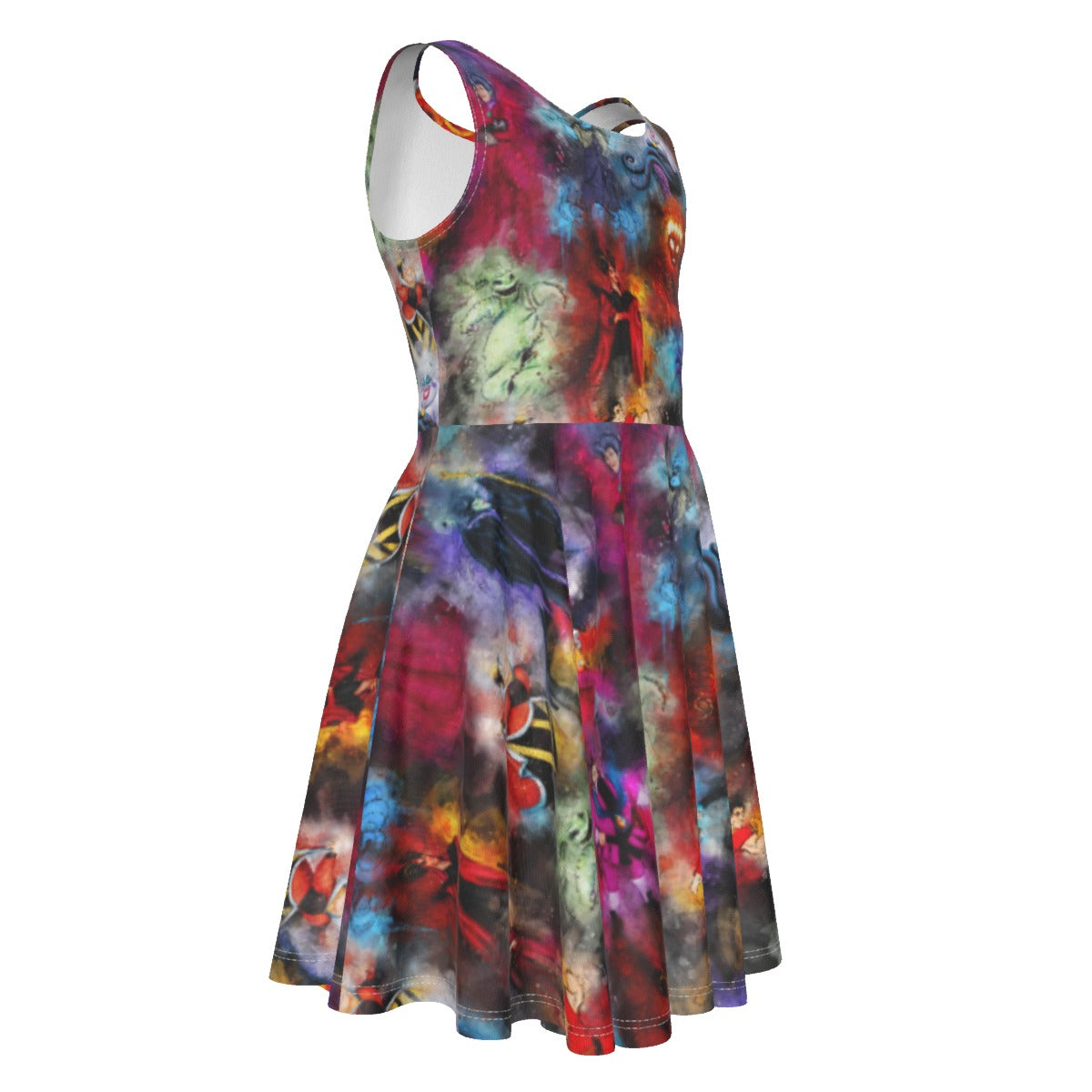Watercolor Wicked Villains- Kid's Sleeveless Skater Dress