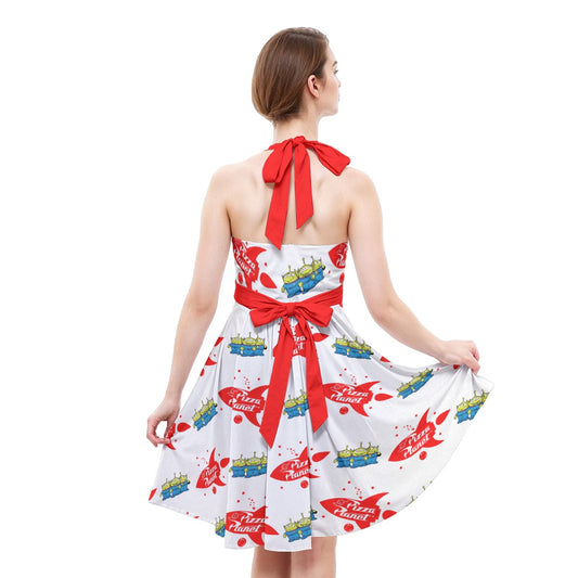 Galactic Rocket Party - Women's Halter Vintage Pocket Dress