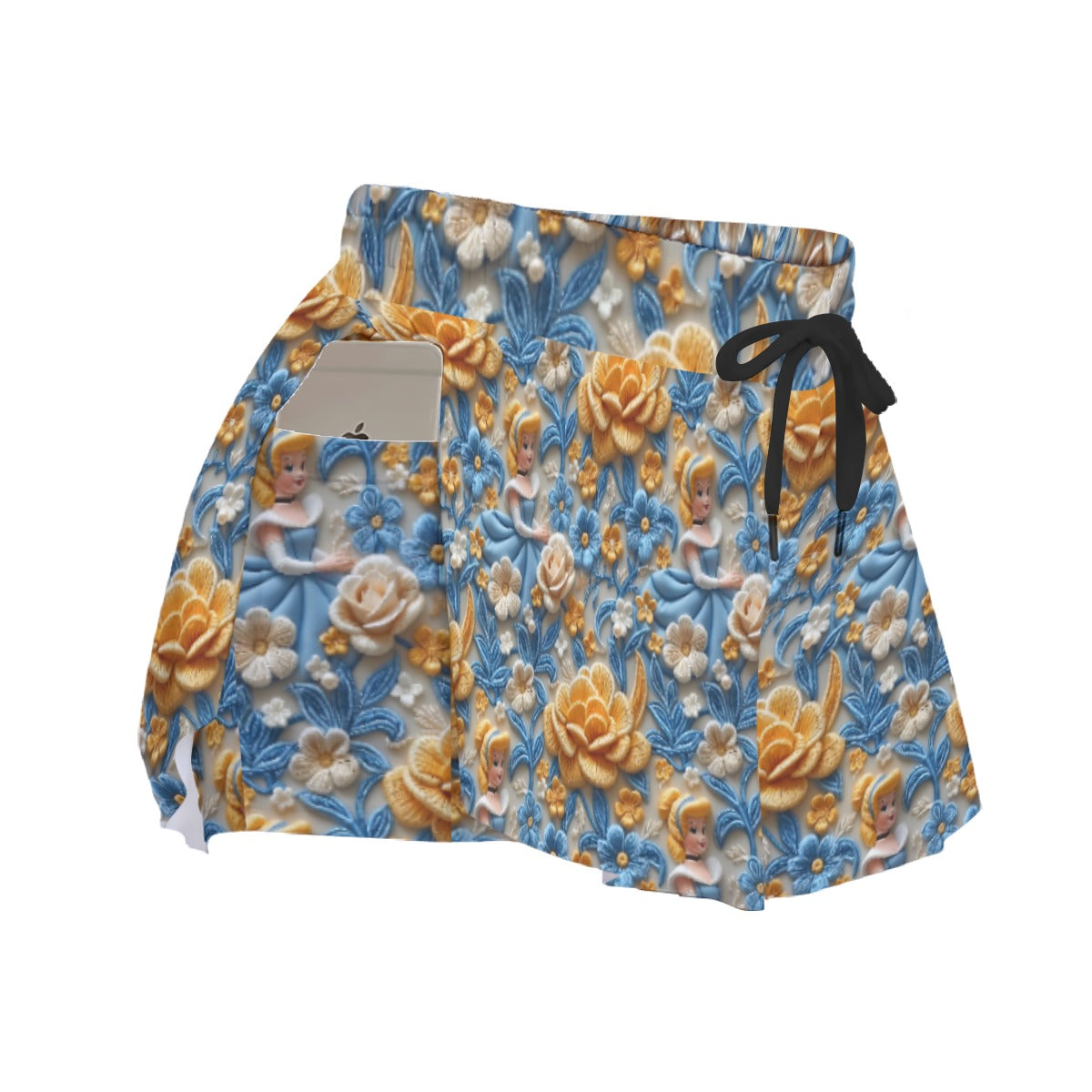 Regal Embroidered Royal Maiden - Women's Flowy Pocket Shorts