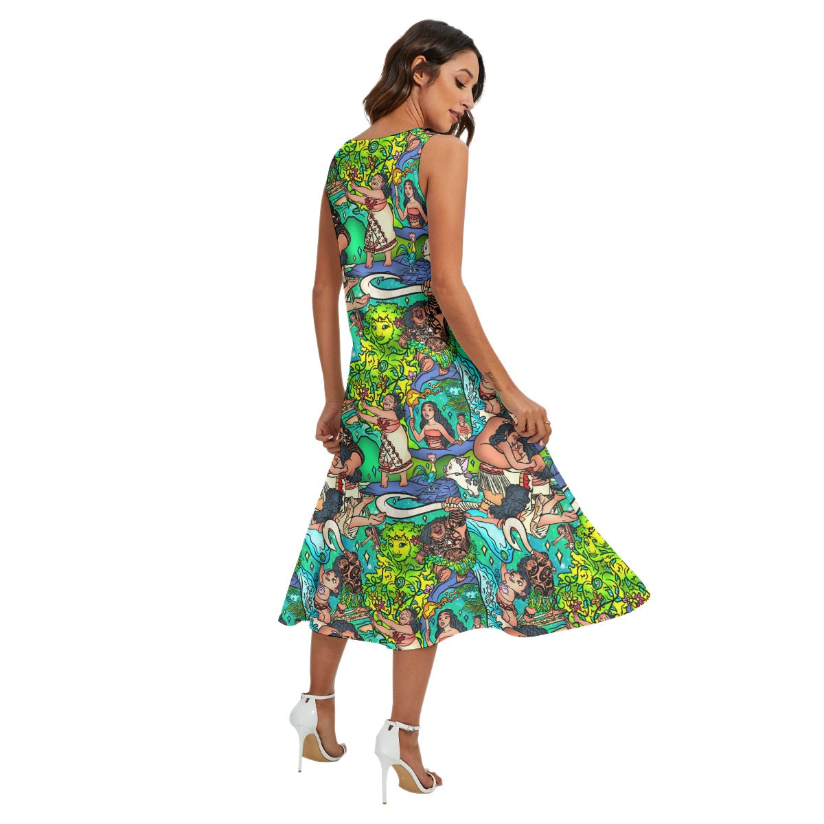 Ocean Voyager Storybook Scenes - Women’s Diagonal Pocket Midi Dress