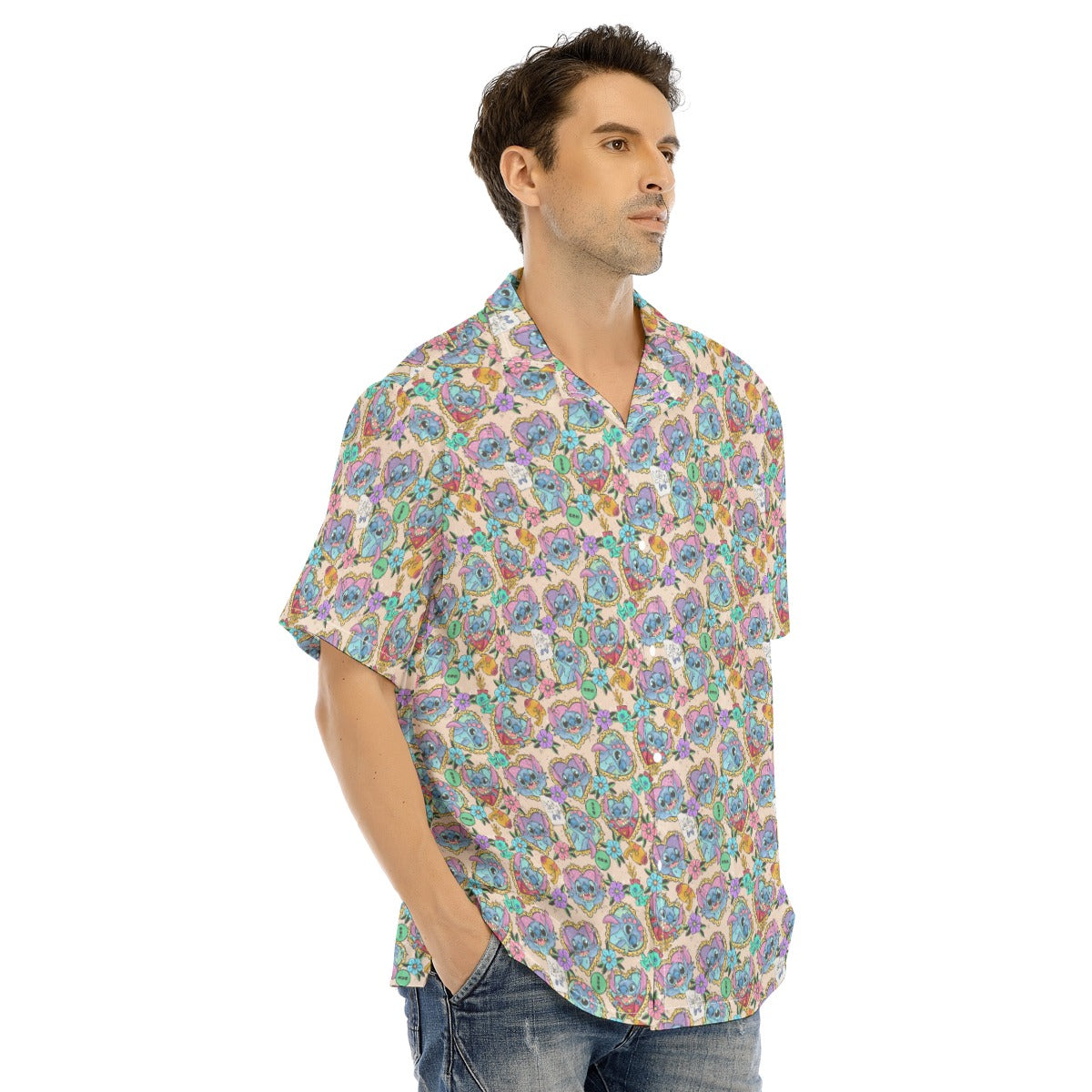 Tattoo Hearts Island Mischief - Men's Hawaiian Button Up Shirt