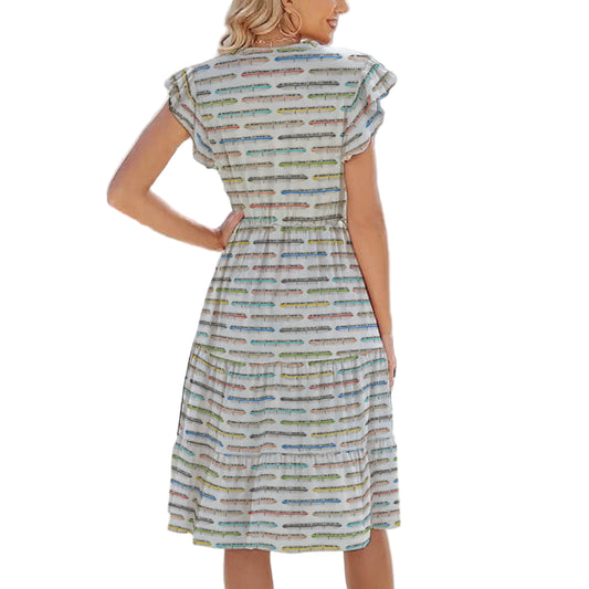 Monorail Rainbow Express - Women's Tiered Pocket Midi Dress