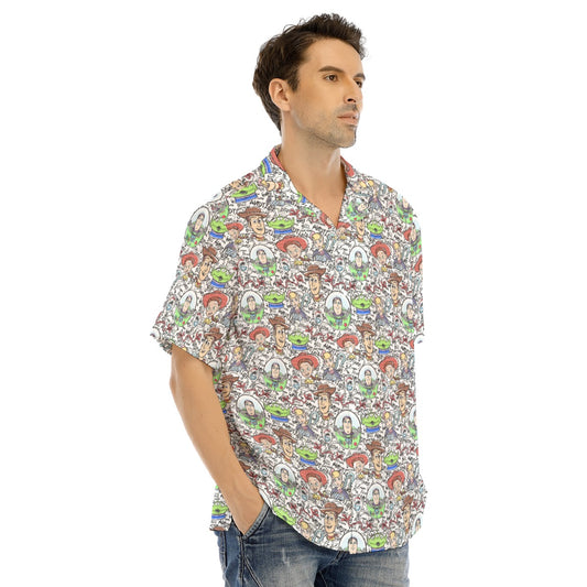 Sketch Autographs of Animated Toy Friends - Men's Hawaiian Button Up Shirt