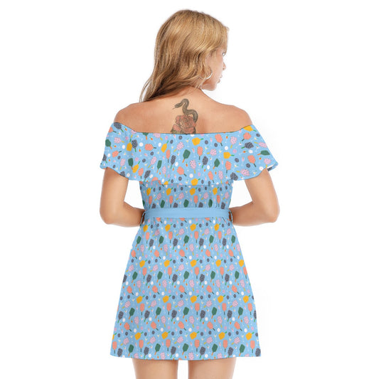 Pickleball and Cocktails - Women's Off-shoulder Ruffle Dress