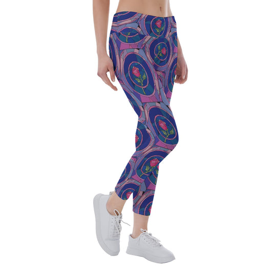 Enchanted Rose Stained Glass - Women's Yoga Leggings