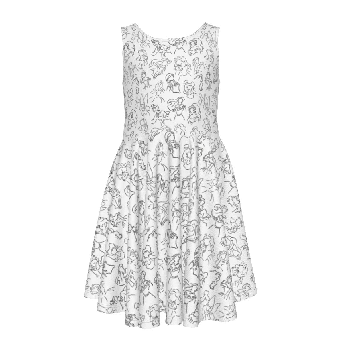 Monochrome Royal Silhouettes - Kid's Sleeveless Skater Dress