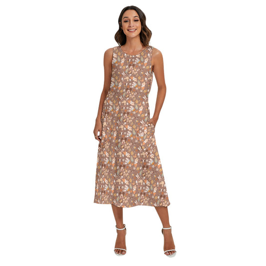 Pumpkin Spice Friends FallFall - Women’s Diagonal Pocket Midi Dress