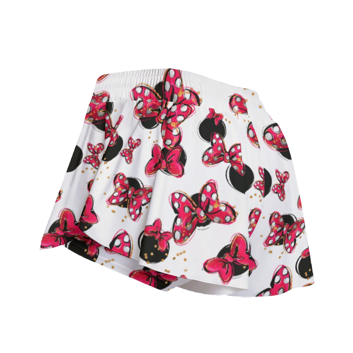 Polka Dot Bows & Mouse Ears - Women's Flowy Pocket Shorts