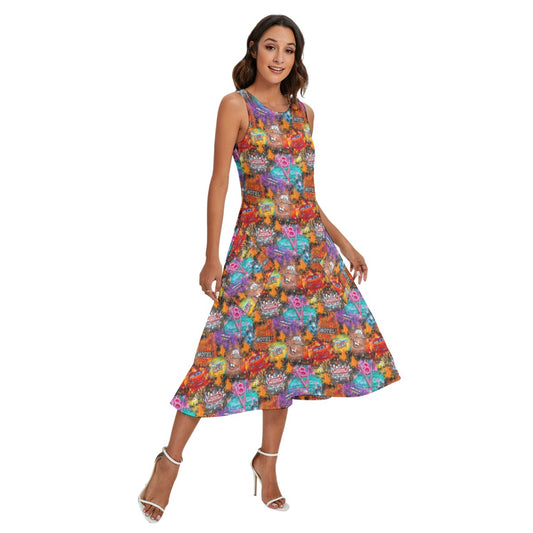 Watercolor Racing Adventure - Women’s Diagonal Pocket Midi Dress