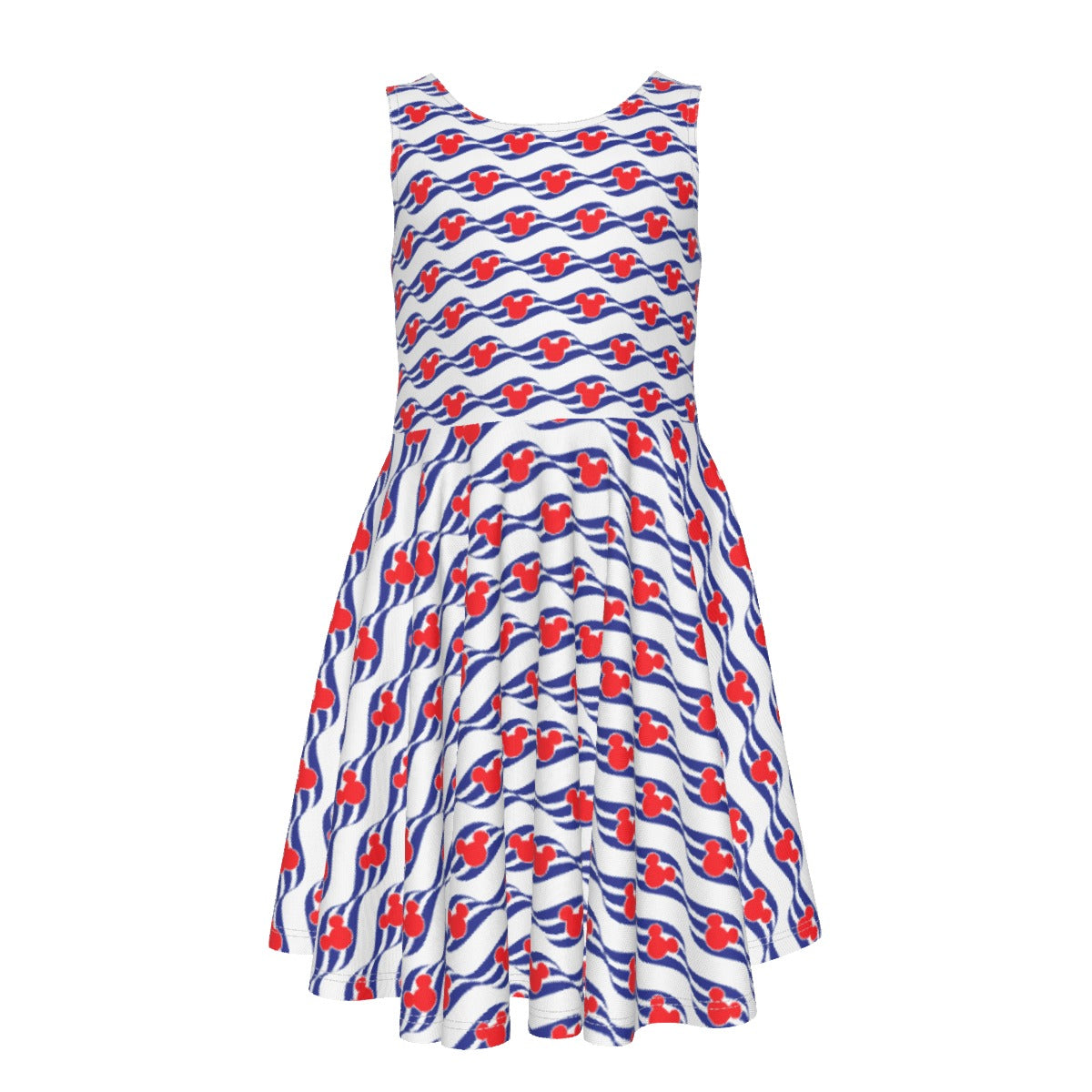 Nautical Cruise Logo Print - Kid's Sleeveless Skater Dress