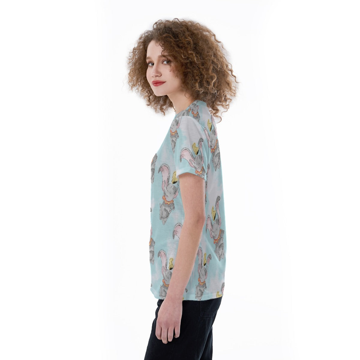 Sketch of Flying Elephant - Women's Short Sleeve V-Neck T-Shirt