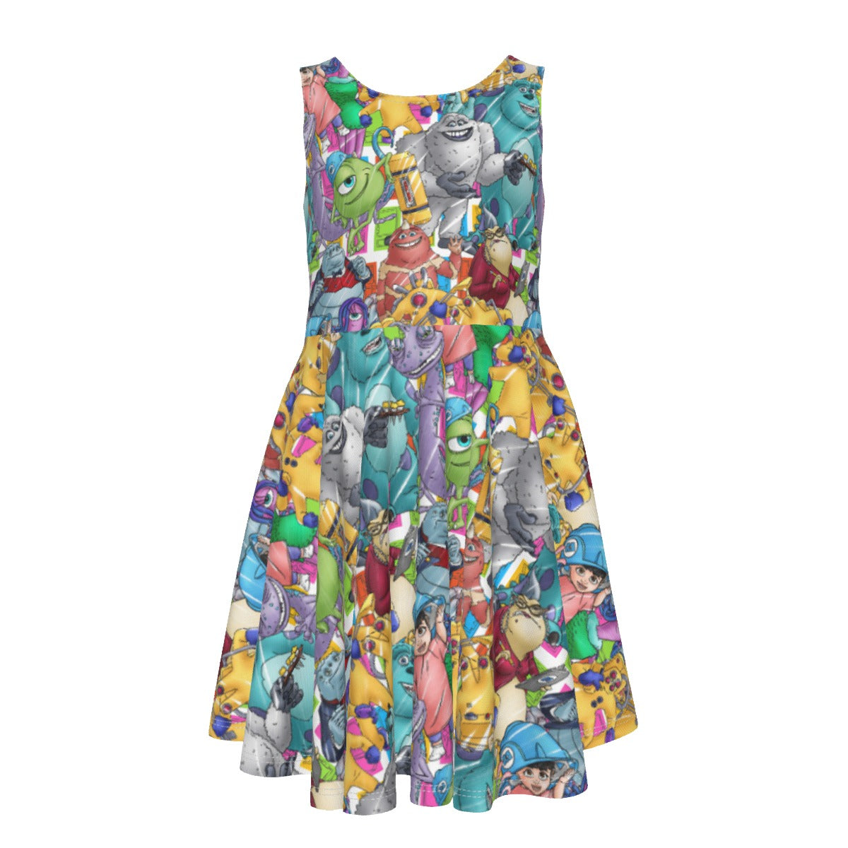 Monster Mayhem Sketched - Kid's Sleeveless Skater Dress