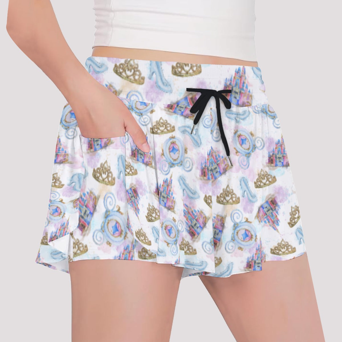 Watercolor Fairytale Fantasy - Girls’ Flowy Pocket Shorts