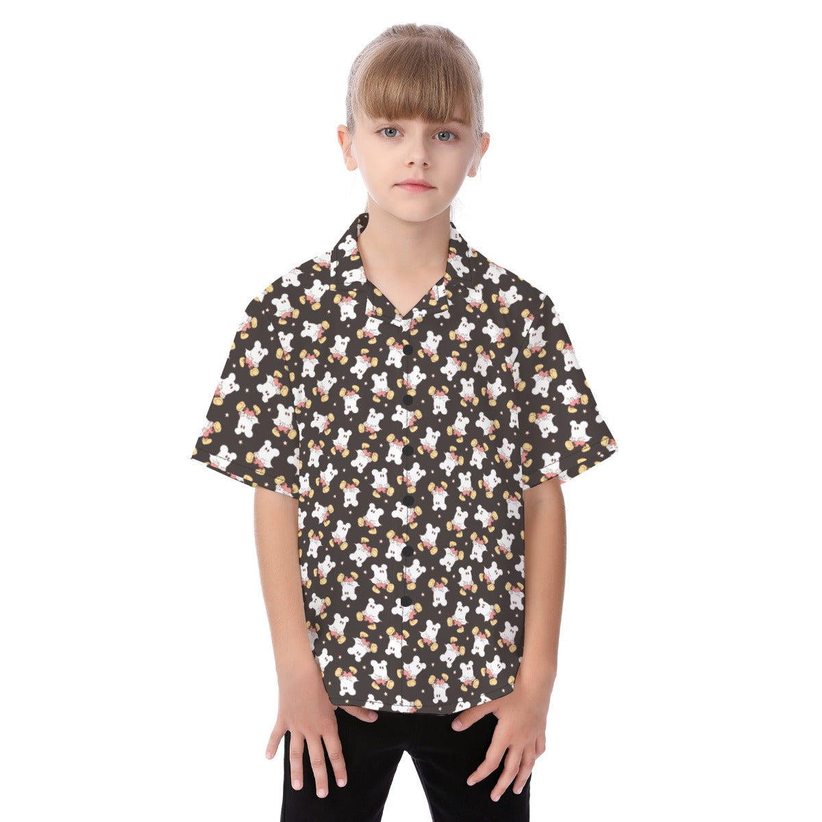 Ghostly Mouse - Kid's Hawaiian Button Up Shirt