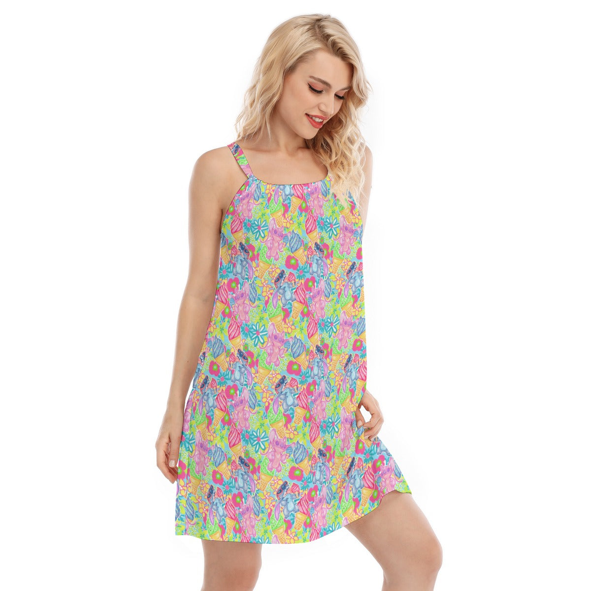 Neon Floral Summer Vibes - Women’s Adjustable Sundress