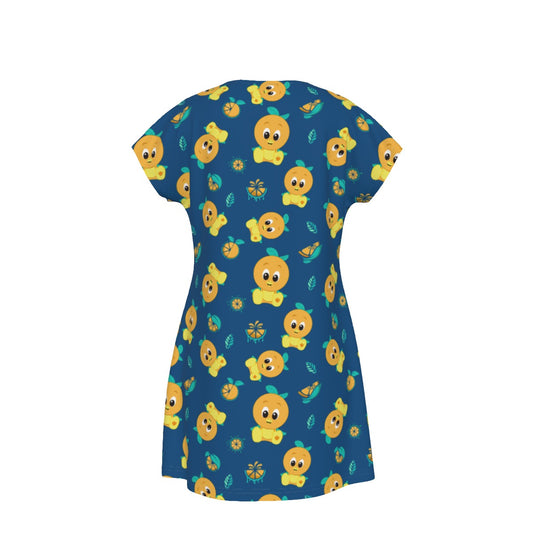 Cheerful Citrus Bird - Women's T-Shirt Dress