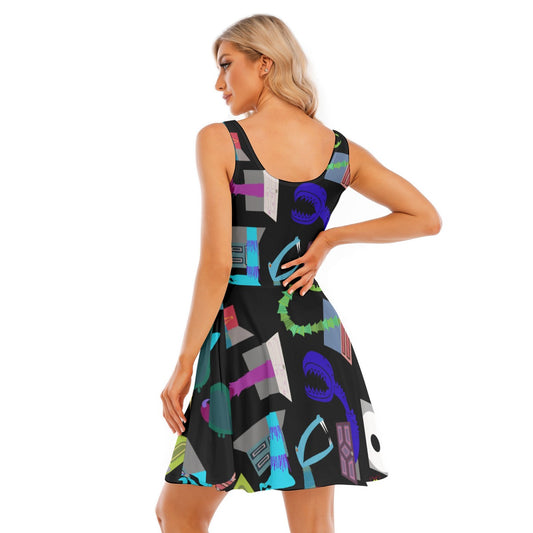 Monsters in Closets - Women's Sleeveless Pocket Skater Dress