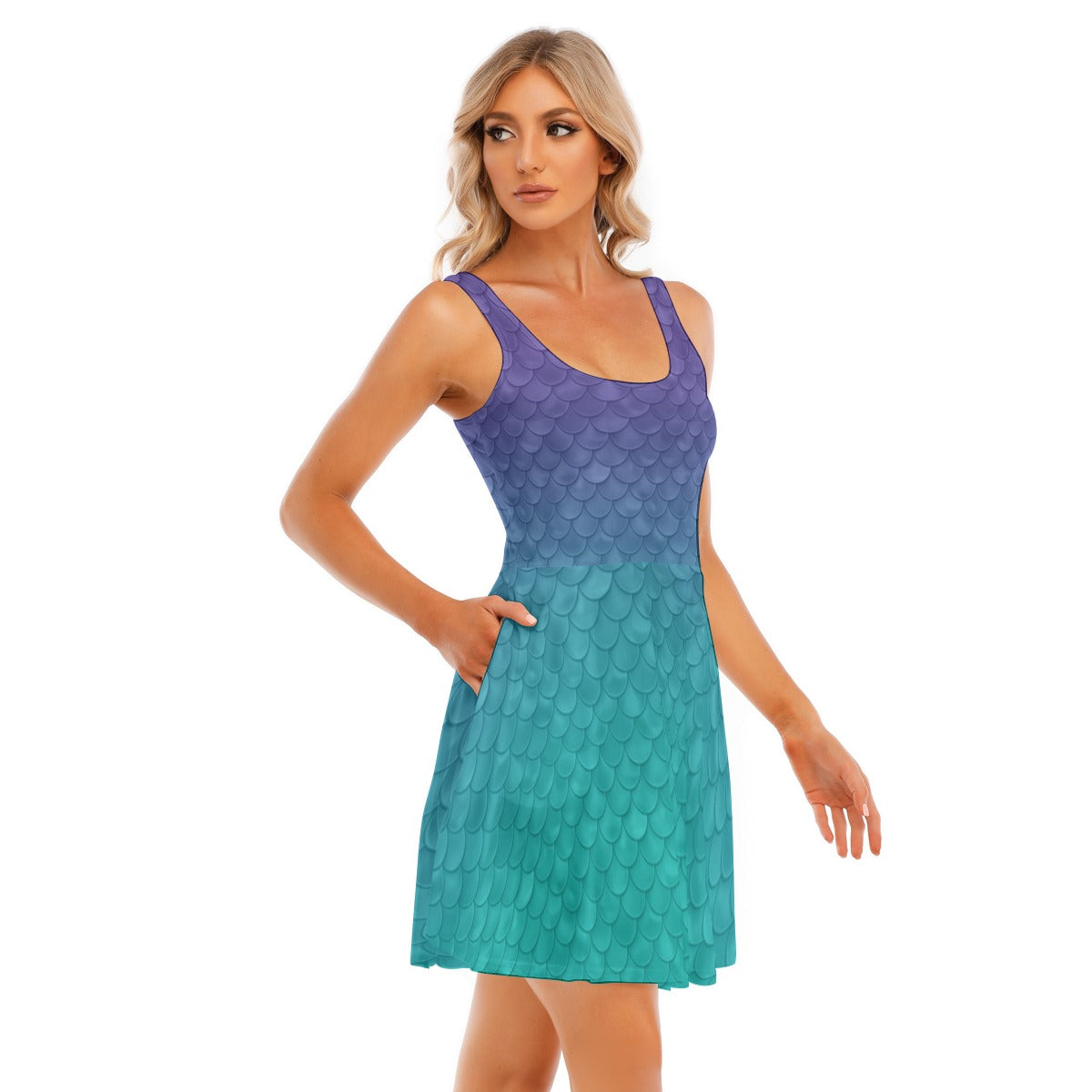 Dreamy Mermaid Scales - Women's Sleeveless Pocket Skater Dress