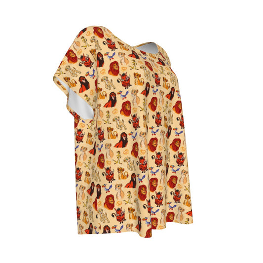 Sketched Savanna Friends - Women’s Relaxed Fit Scoop Tee