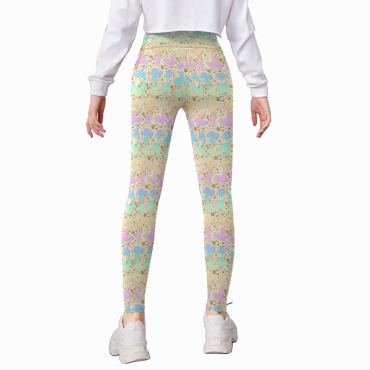 Gold Dot Rainbow Mouse Ears Castle - Kid's Leggings